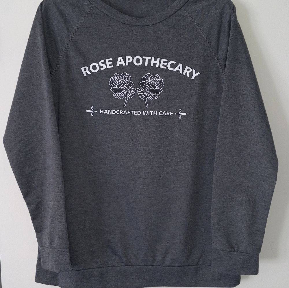 Rose Apothecary Schitts Creek long sleeve sweatshirt gray M